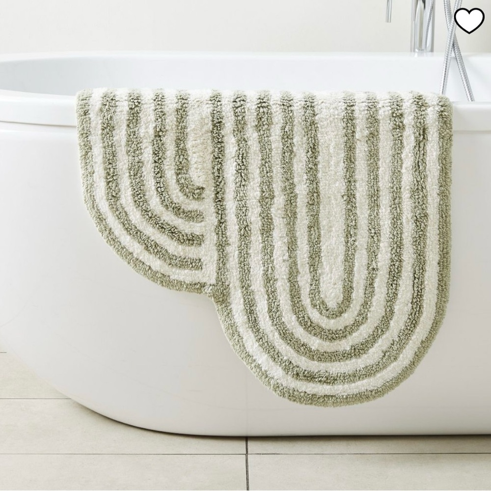 West Elm Two-Tone Sage and Cream Bath Mat